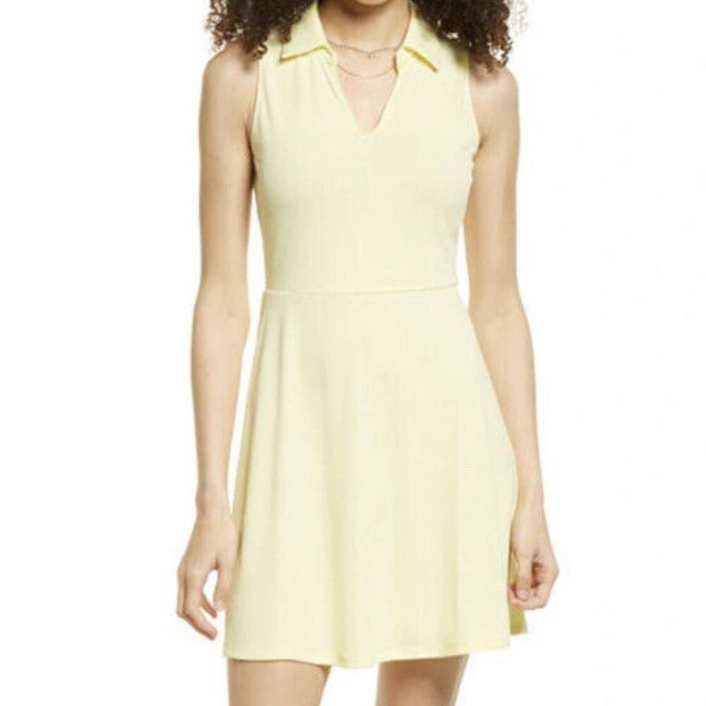 BP Polo Collared Sleeveless Tennis Dress Yellow Lemonade L NWT